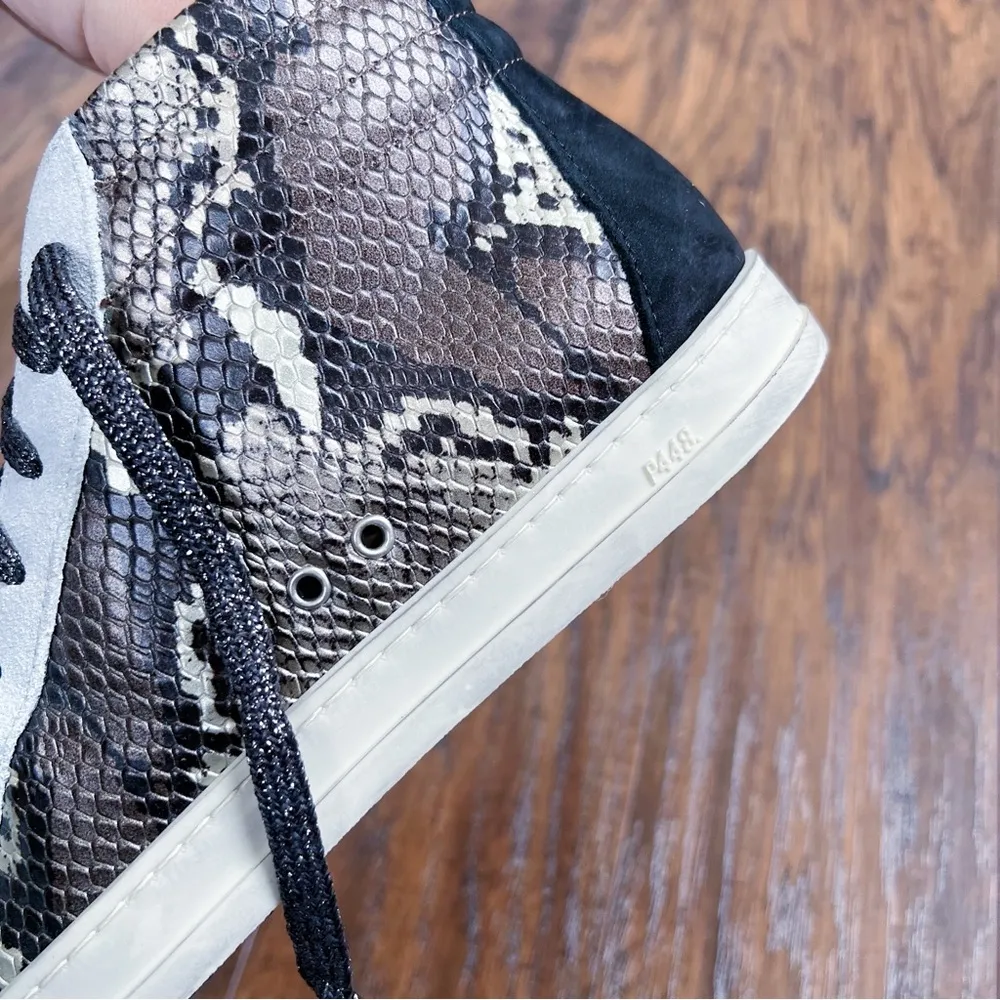 P448 • Skate Snakeskin Print High Top Sneaker Python Brown lace up glitter snake - Image 10