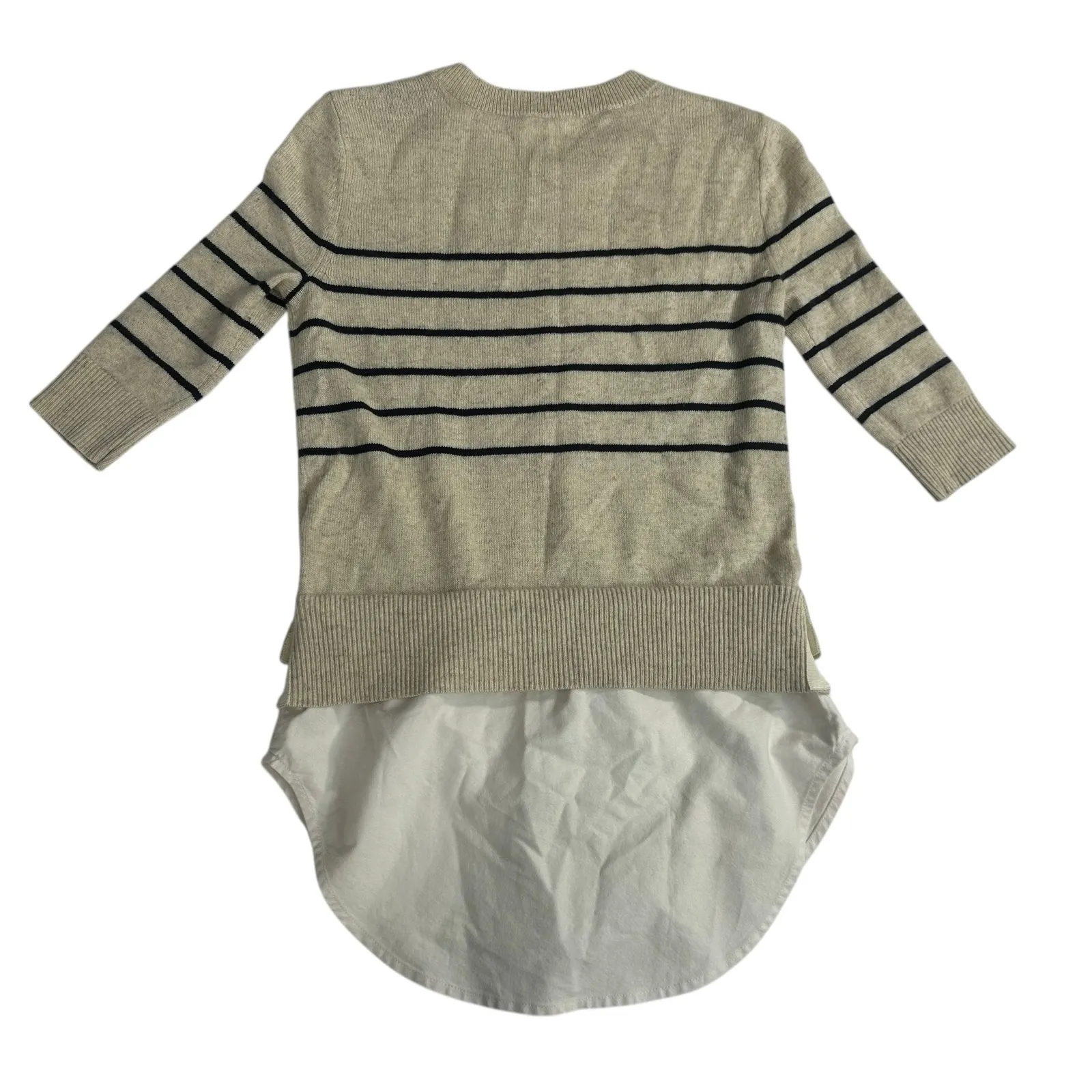 Veronica Beard Sweater Cashmere Silk Short Sleeve Beige Stripe Combo size XS - Image 6