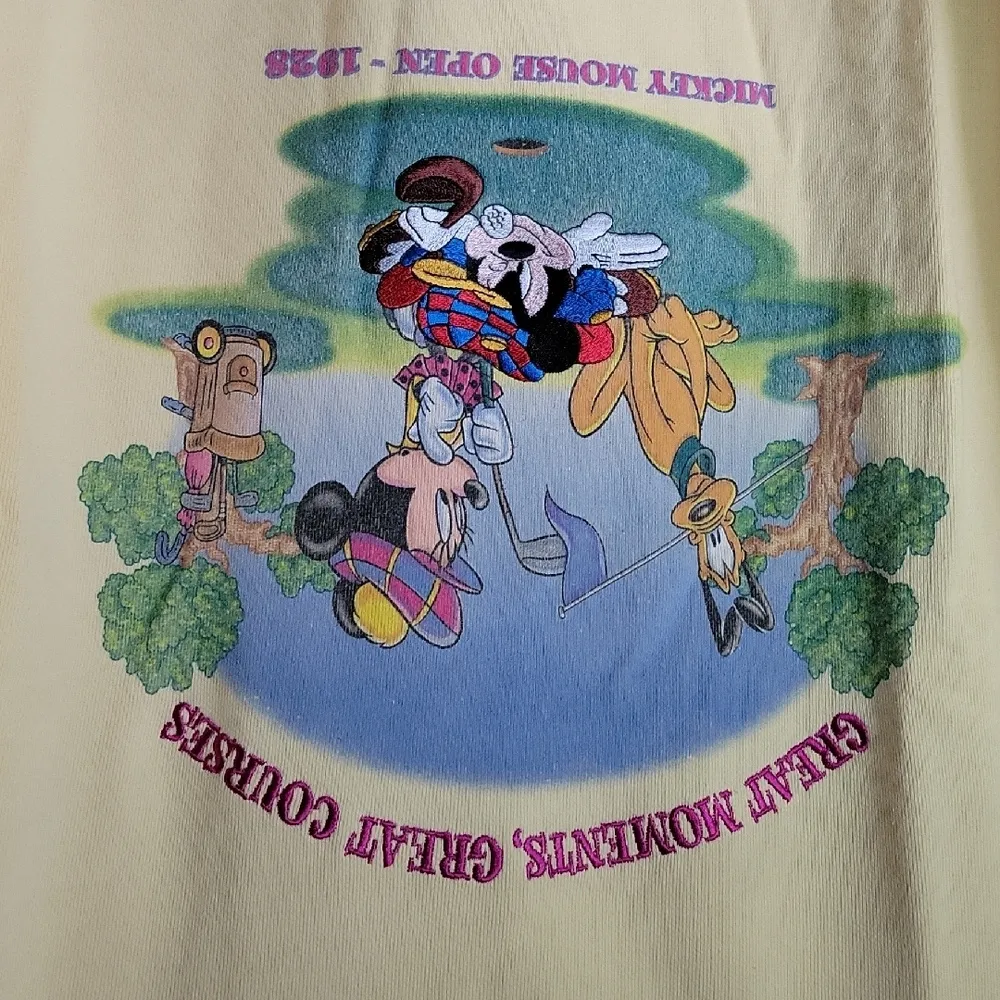 Disney Store Vintage 90's Embroidered Yellow Graphic Sweatshirt Size L - Image 3