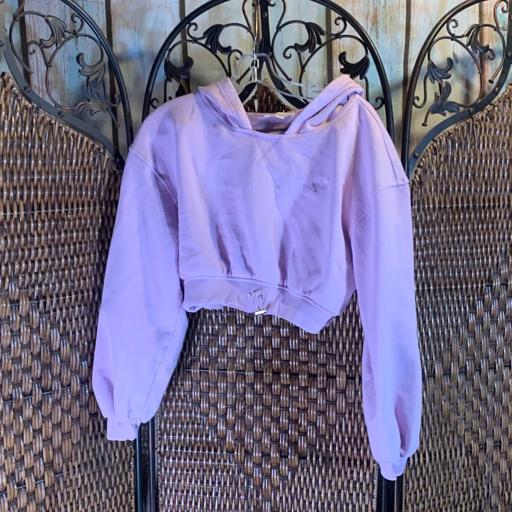 For Love and Lemons Purple/Pink Crop Hoodie Pullover Size M - Image 2