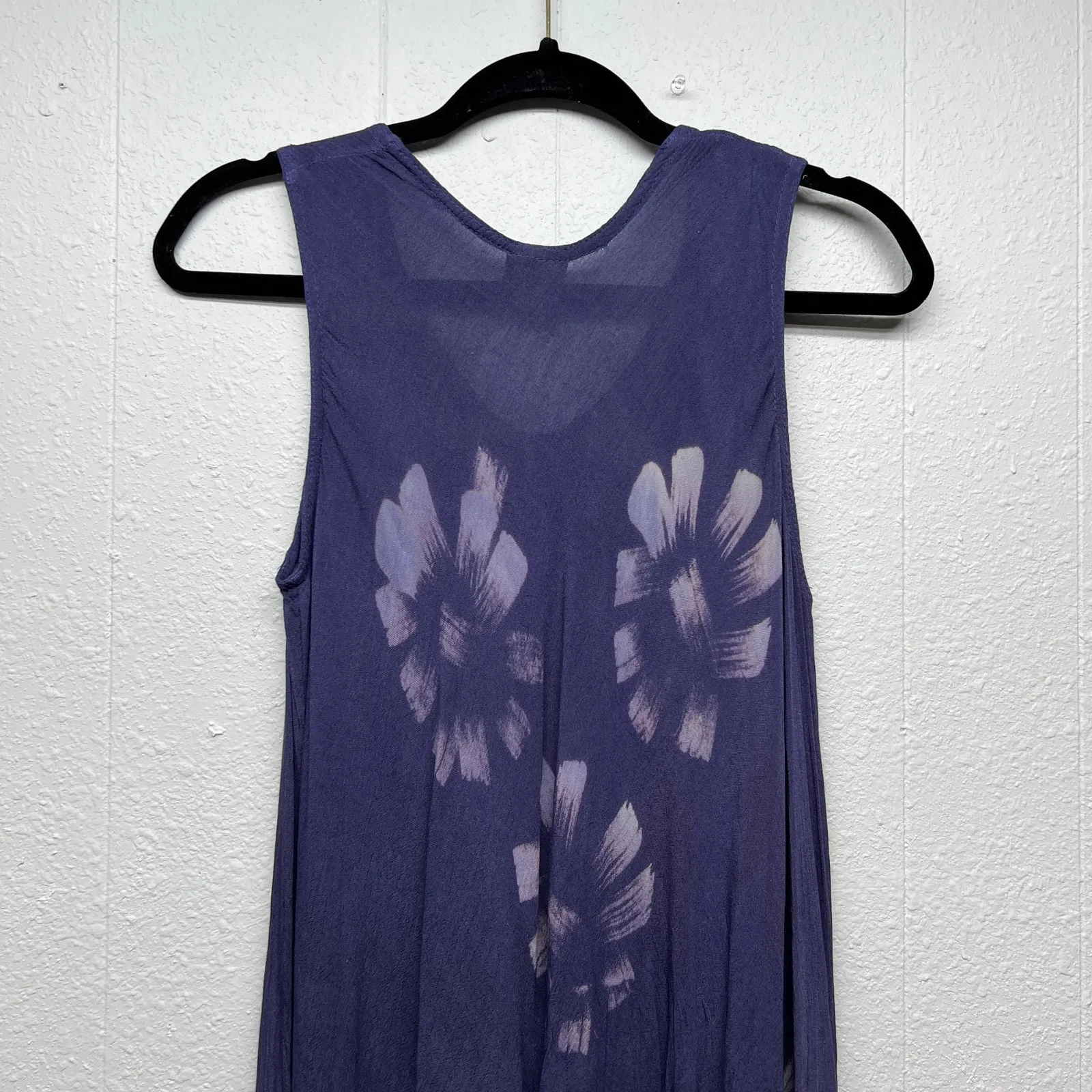 CROCUS Free Size Midi Dress Flowy Beachy Coastal Nautical Cottagecore Festival Purple - Image 9