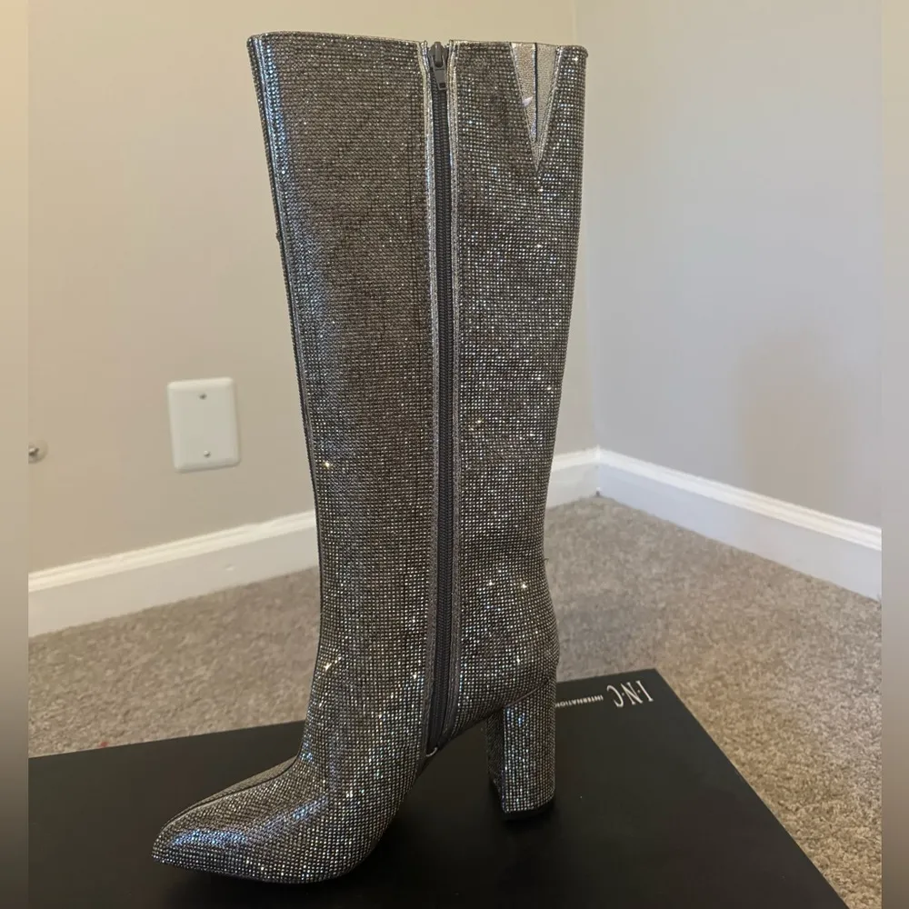 COPY - I.N.C Paiton Block-Heel Silver Grey Knee High  Boots 7M - Image 7