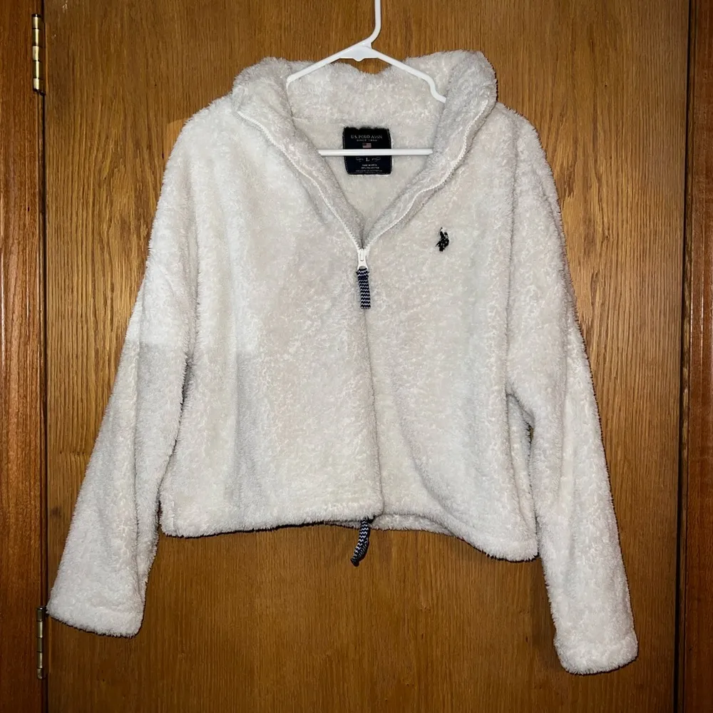 U.S. Polo Assn Women’s Cropped Sherpa Fleece Quarter Zip Pullover Sweatshirt L - Image 6