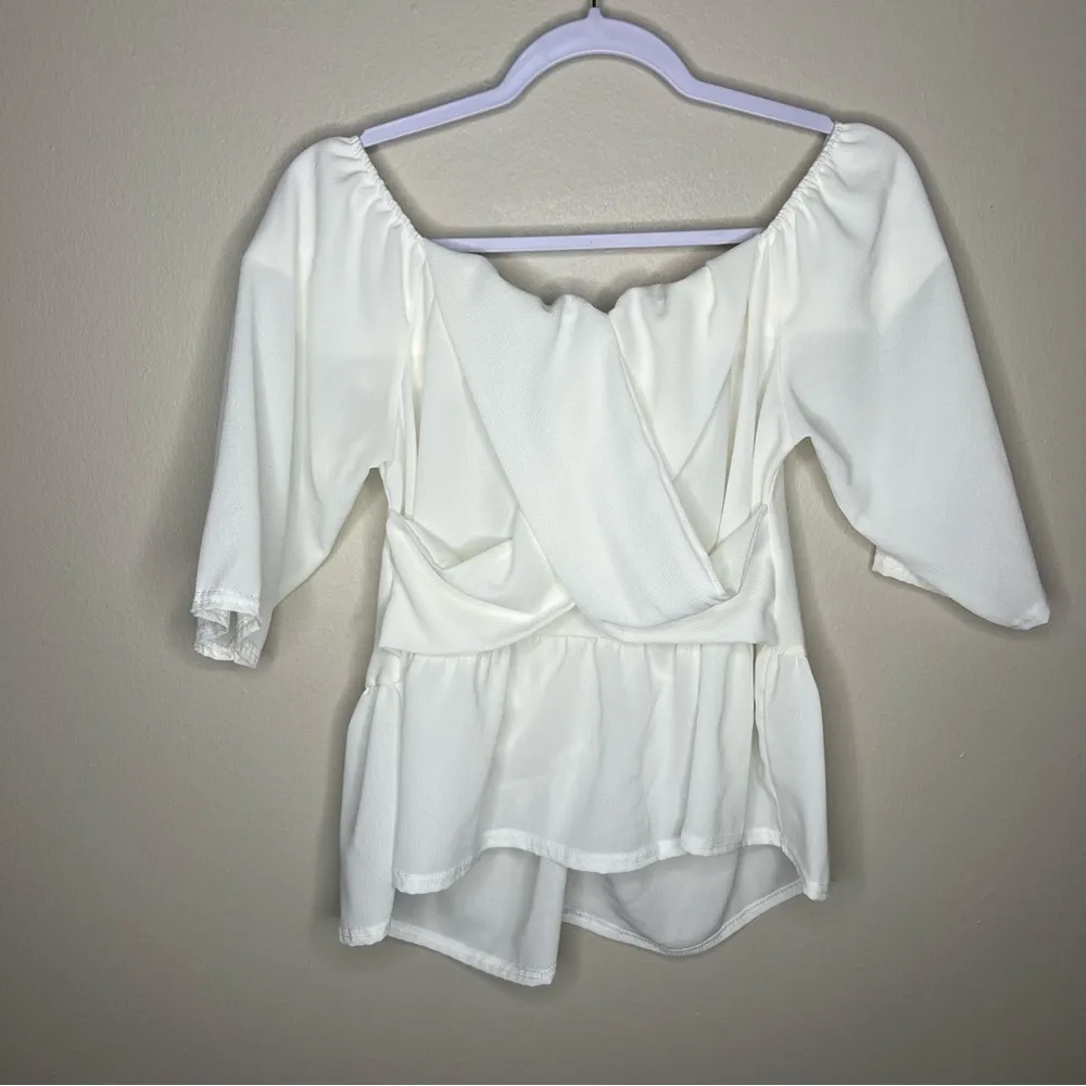 Boohoo Ruched Off The‎ Shoulder Crepe Blouse Plus White Size 18 - Image 8