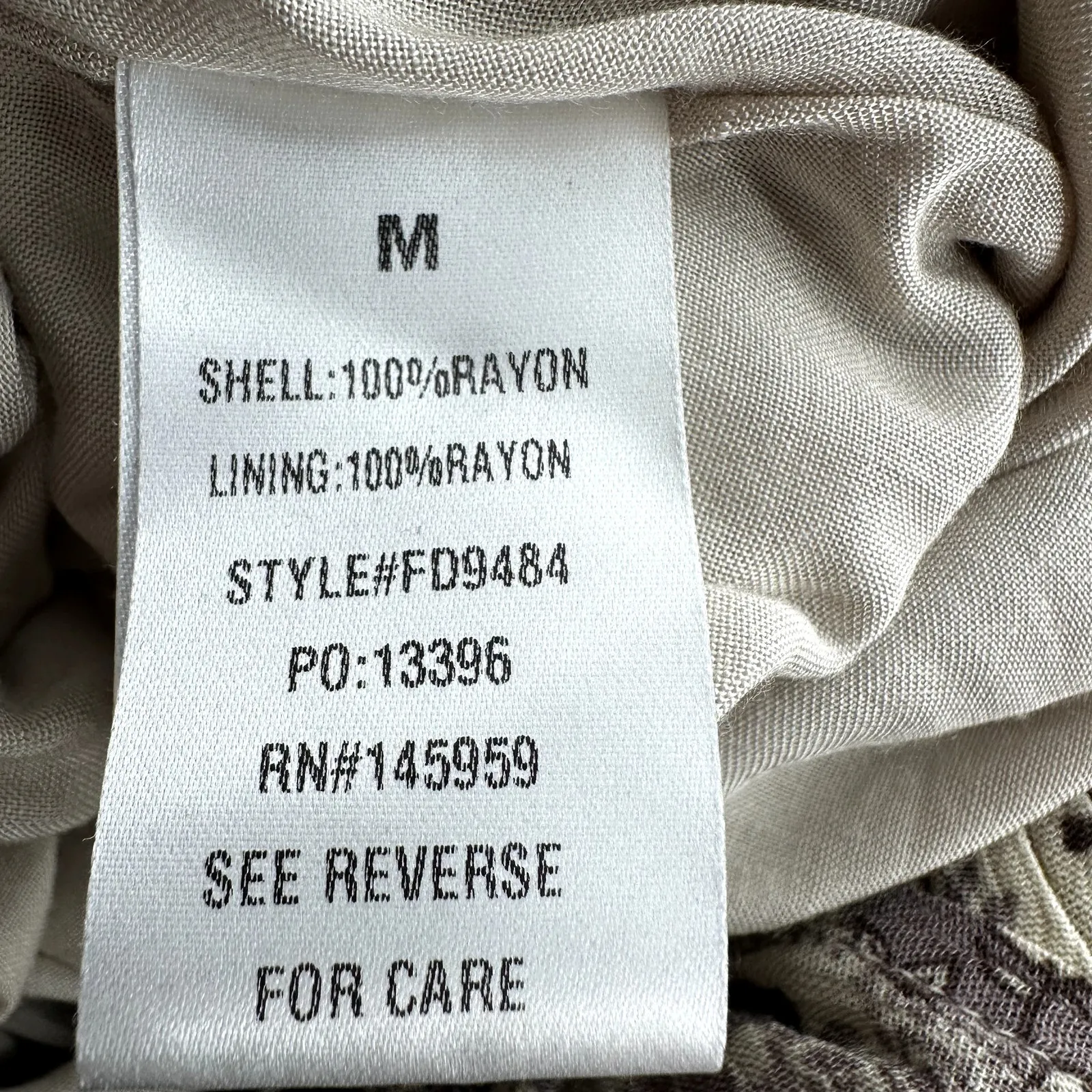 Dress Forum Long Sleeve Midi Tiered Dress Deep V-Neck Floral Beige Purple M NWT - Image 5