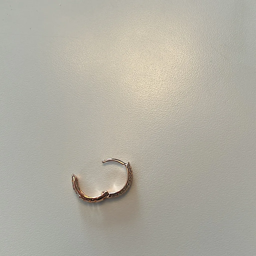 2 pair of rose gold tone sparkling earrings larger pair is from Guess - Image 12