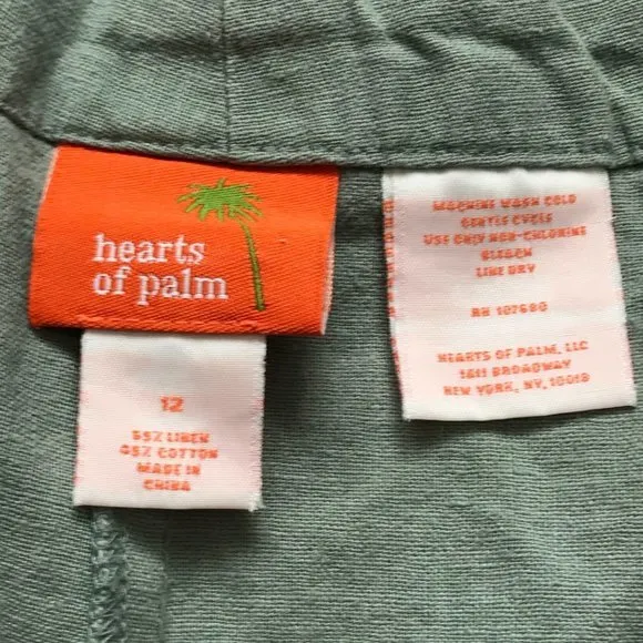 Hearts of Palm Women's‎ Sage Green Linen, Cotton Blend Wide Leg Culottes Size 12 - Image 6