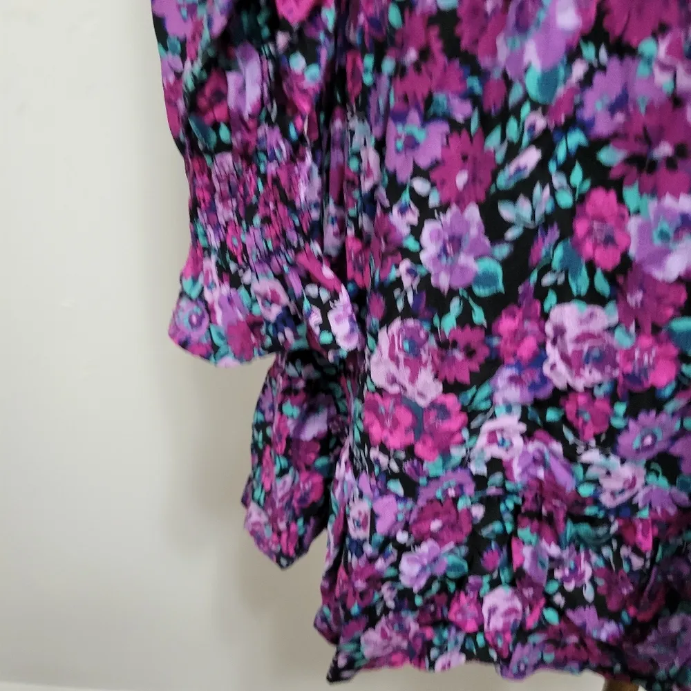 Wild Fable purple liberty floral smocked mini dress size xs - Image 4