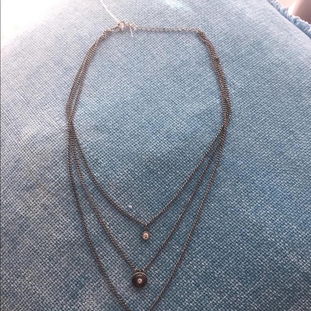 3 tier crystal necklace Silver - Image 2