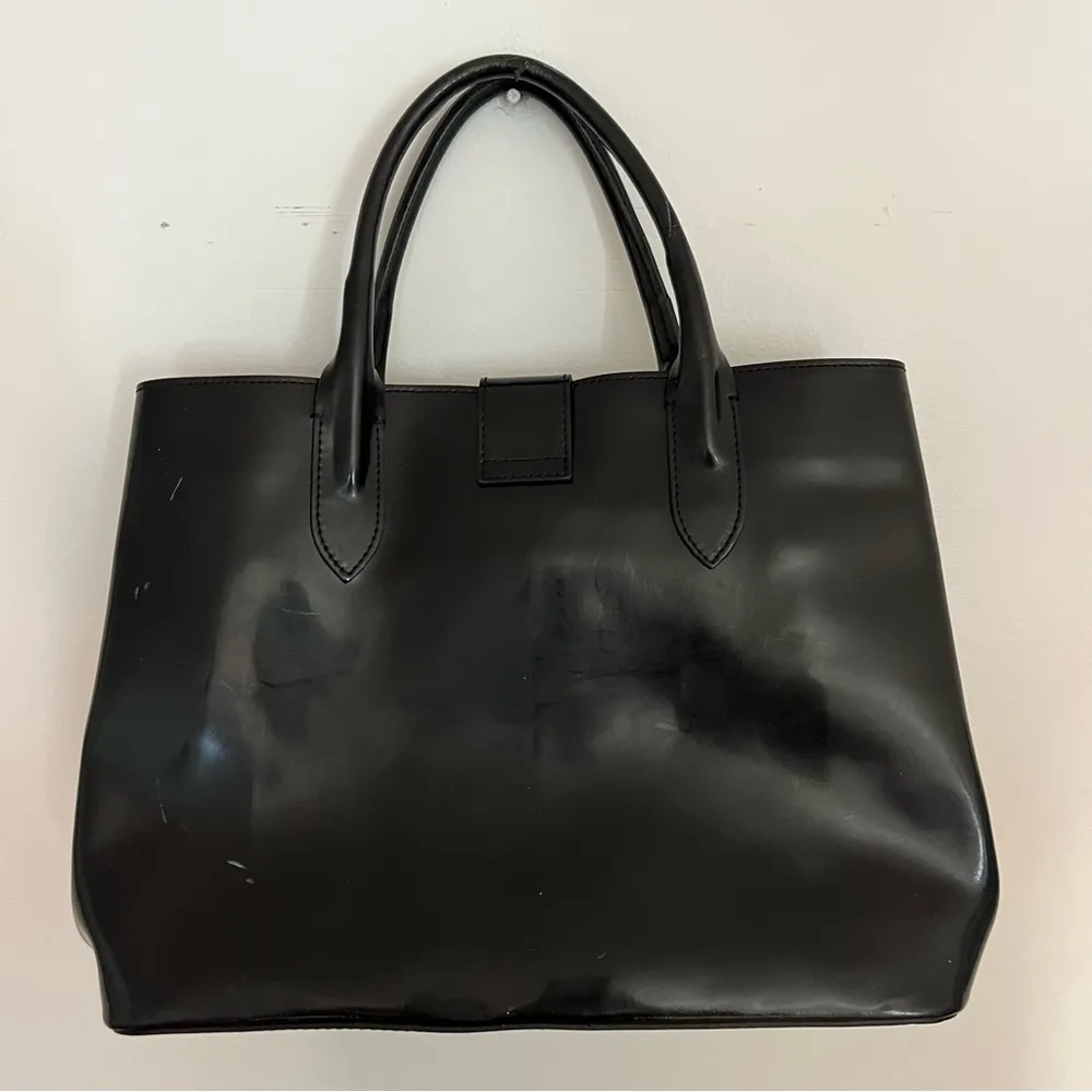 Nardelli Genuine Leather Tote Black Patent Handbag Made in Italy Satchel - Image 10