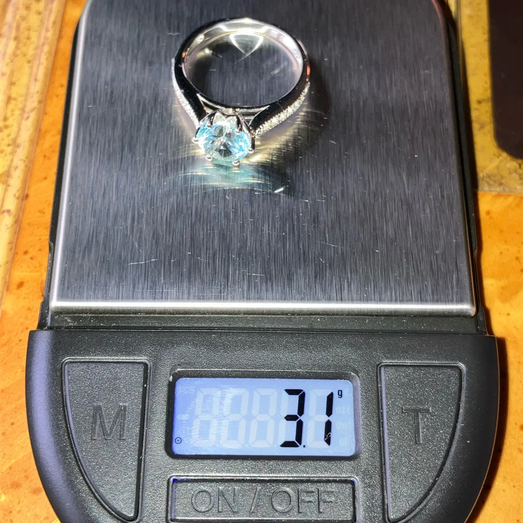 Sky Blue Topaz White Topaz Sterling Silver Ring Size 8 - Image 10