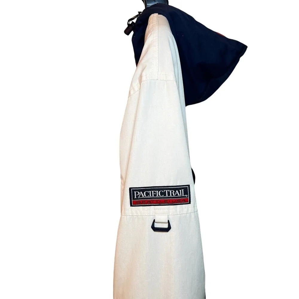 Pacific Trail Outerwear Unisex Utility Jacket Size L White/Navy/Orange Zip Hood - Image 6