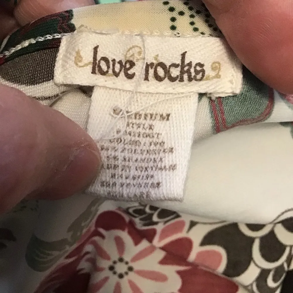 VTG Y2K Retro Love Rocks sexy floral v neck girly mini dress Size XS - Image 2