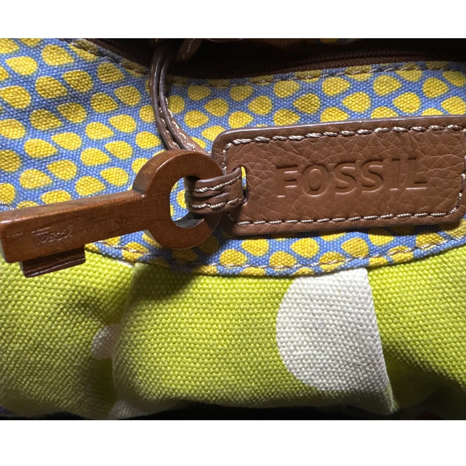 Fossil Shoulder Bag Green Floral Print Braided Strap Hobo Style 70s/80s Vintage - Image 6