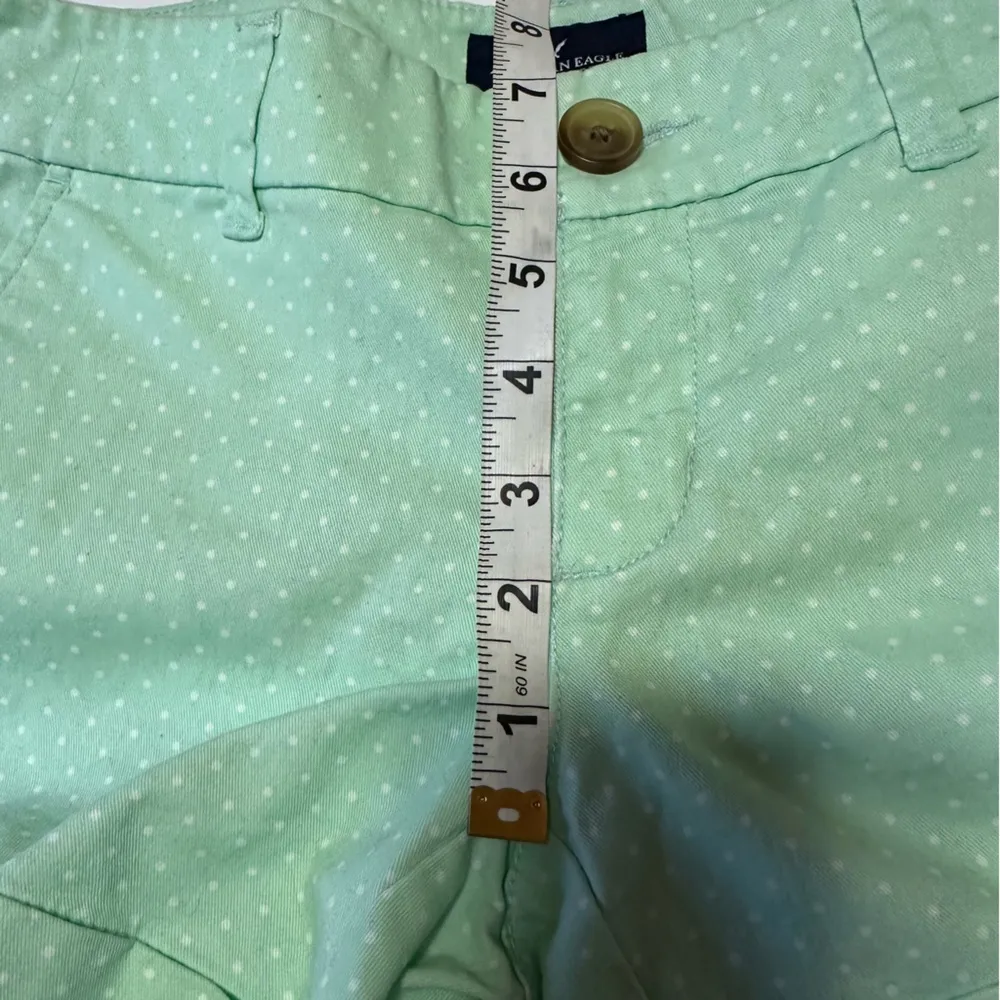 American Eagle Shorts Womens 4 Mint Green White Polka Dots Midi Cotton Chino - Image 8