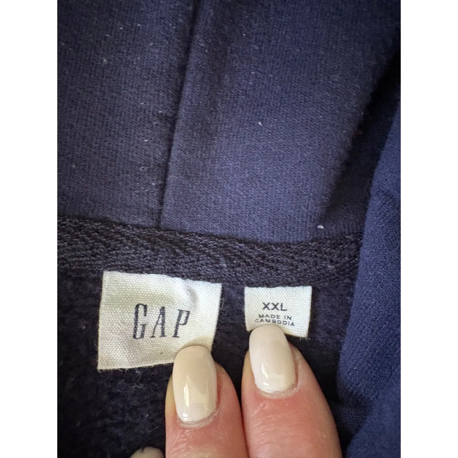 Vintage GAP XXL Full Zip Hoodie Sweatshirt Blue Spell Out Logo Casual Activewear - Image 3