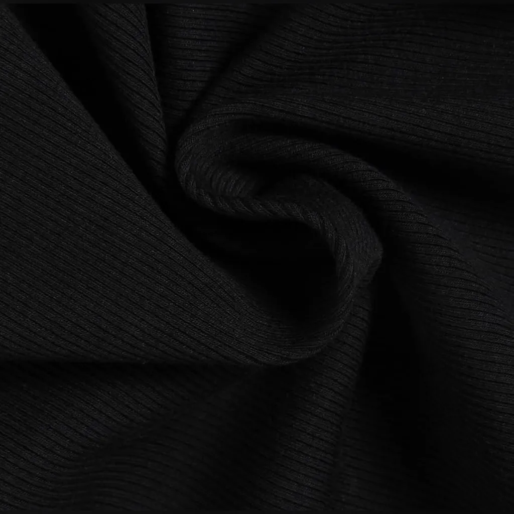 NEW Scoop Neck Ribbed Fitted Shirt Basic Short Sleeve T Shirt Top S Black - Image 3