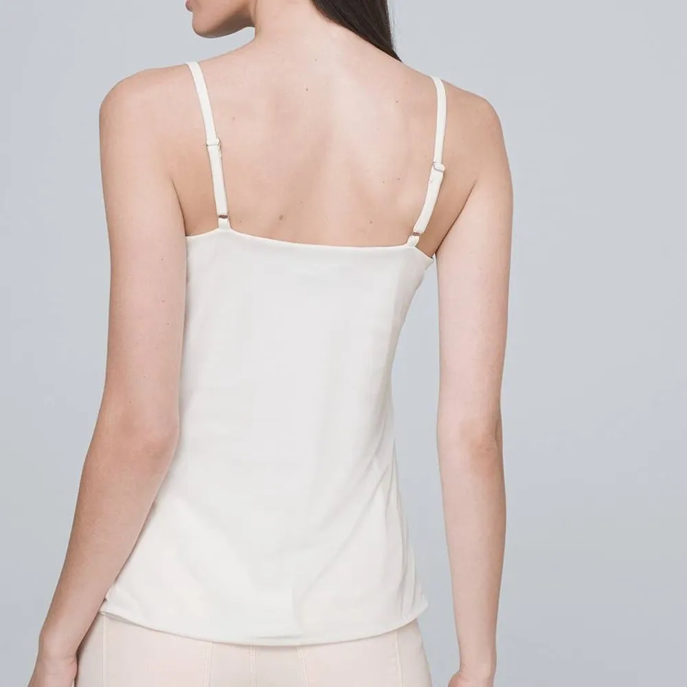 White House Black Market | Medium | White Lined Floral-Embellished Cami Tank Top - Image 7