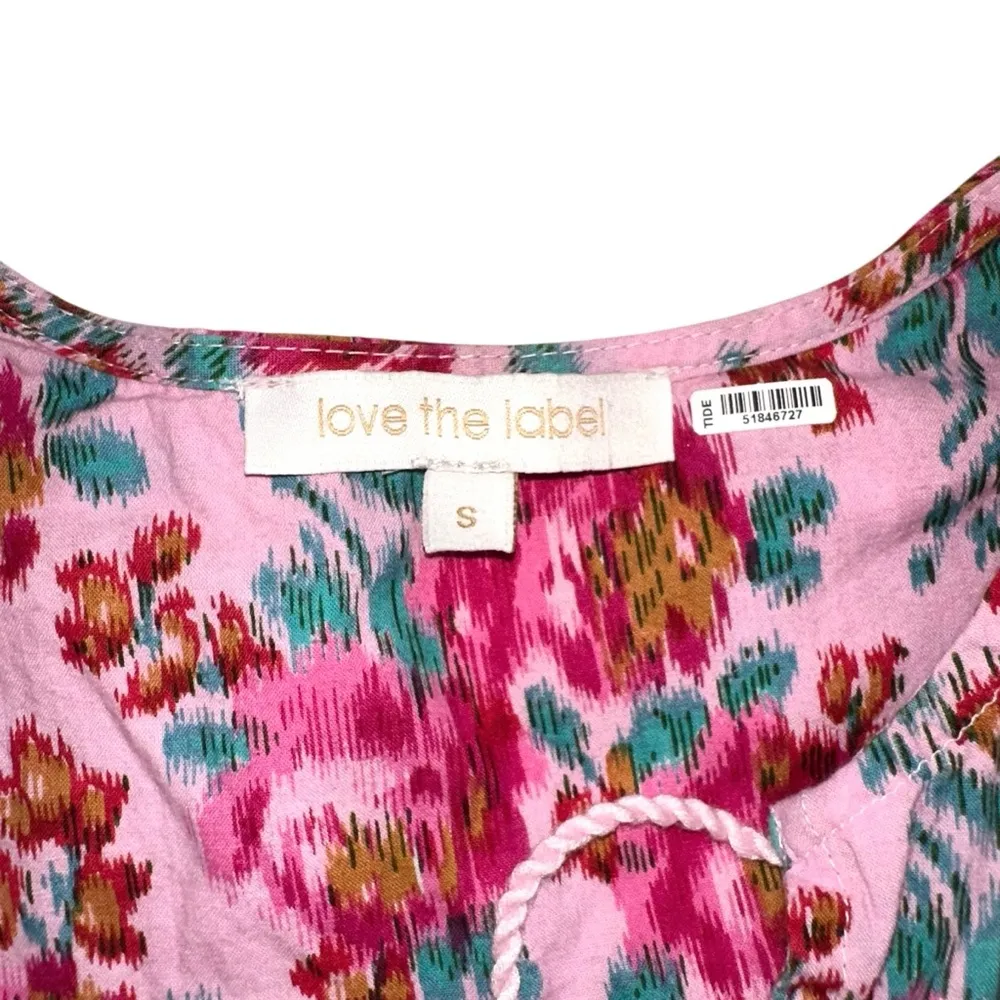Love the Label Reina Ruffle Sleeve Pink Floral Blouse SMALL in Khaleesi Raspbery - Image 5