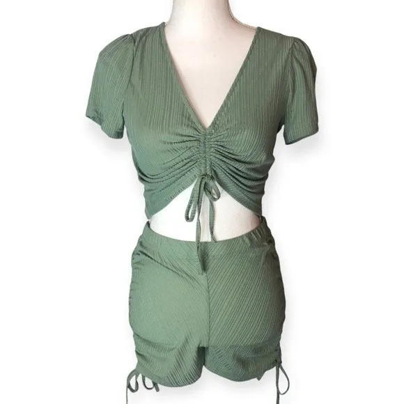 Lemite Ribbed Sage Green Ruched 2 - Image 98