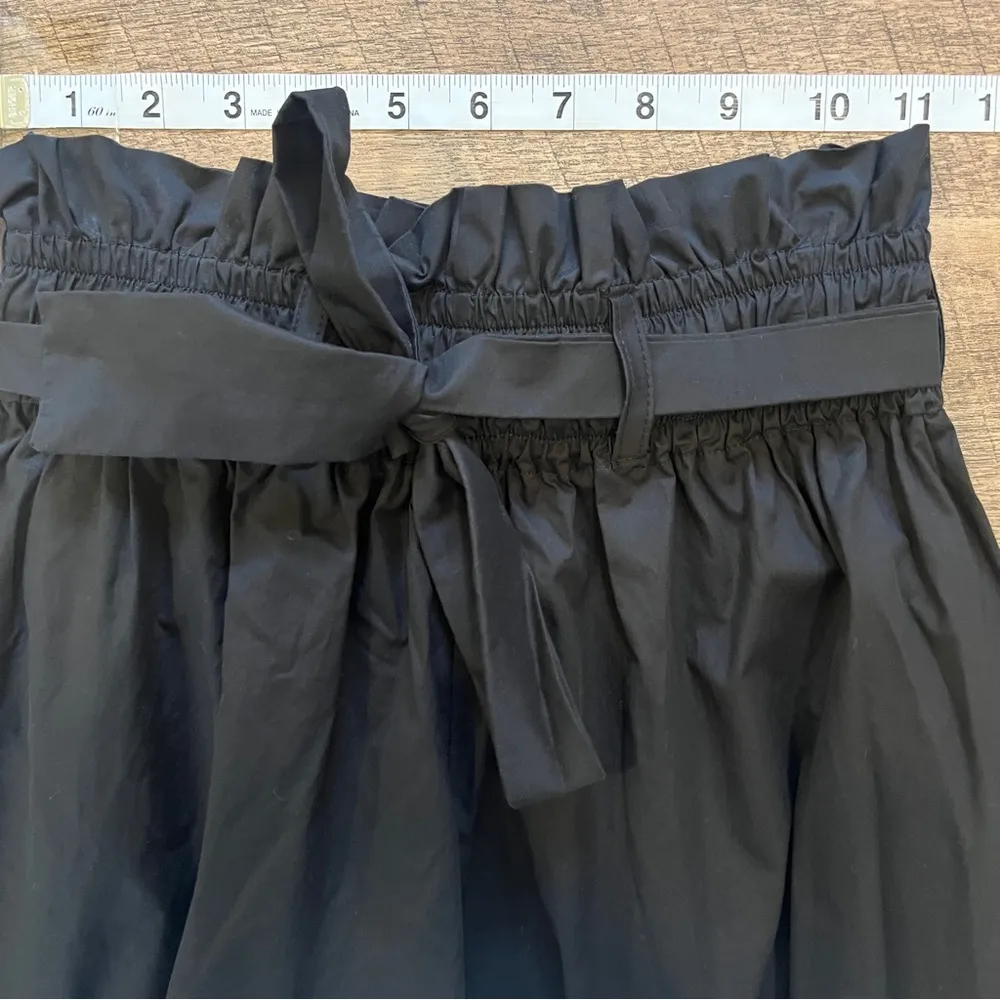 Monica Nera Black High Waist Paperbag Pants Belt Tie Classy Sophisticated Pocket Size 6 - Image 5