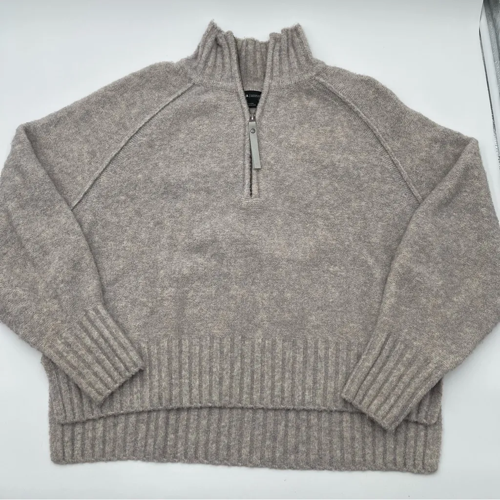 Prana Blazing Star Sweater Half-Zip Pullover Wool Sweatshirt Sz Med Heather Grey - Image 5