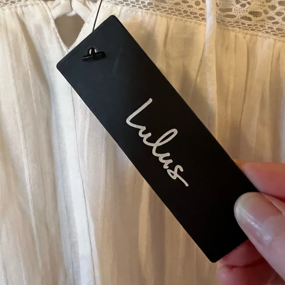 Lulus White Sleeveless Tiered Dress Boho Sexy Prairie Cottagecore Large FLAWS - Image 9