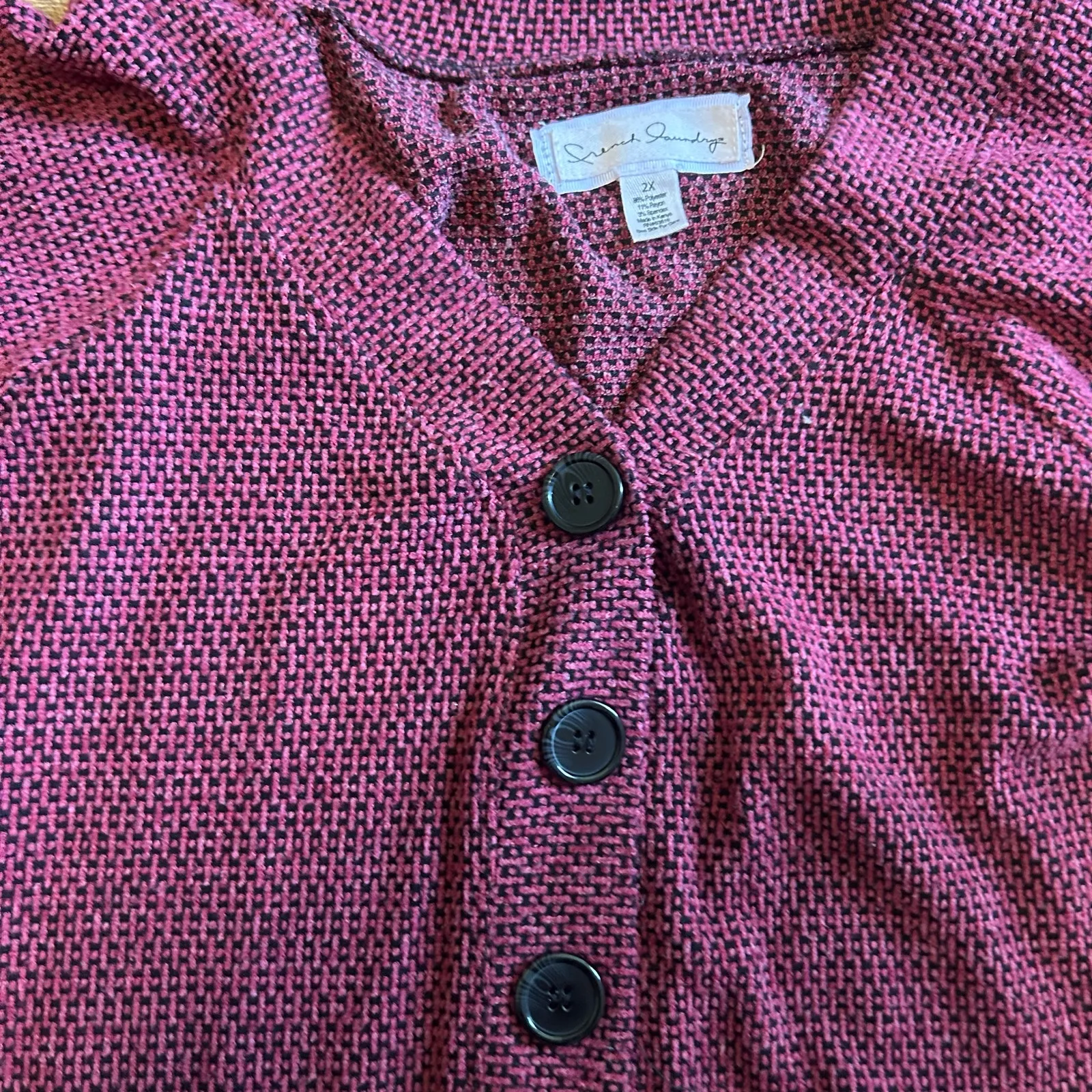 French Laundry Waffle Knit Top 2X Oversized Burgundy Coquette Boho Cottage Core - Image 2