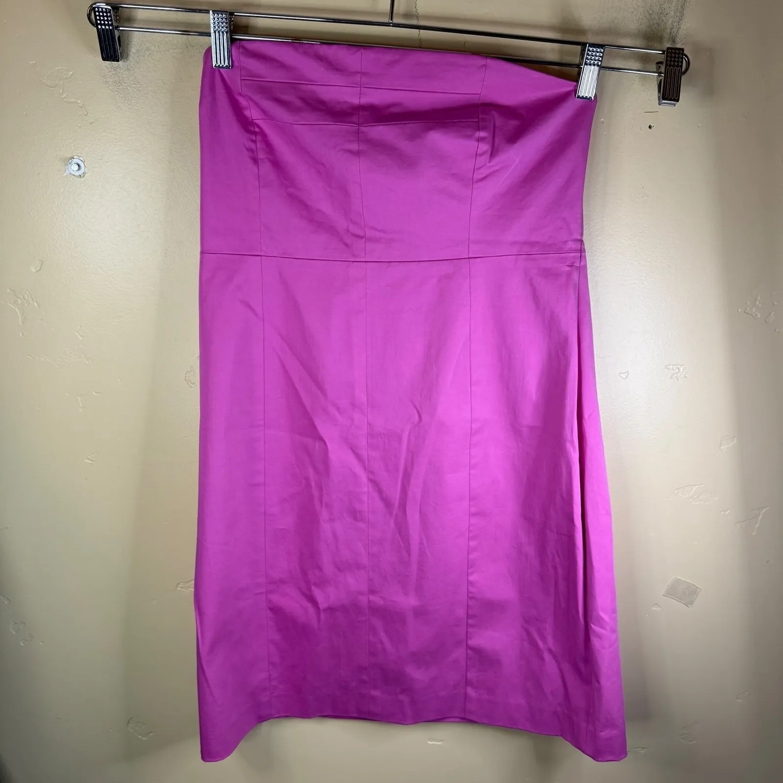 Theory Pink Strapless Sheath Mini Dress Size 10 Cotton Blend Formal Cocktail - Image 2