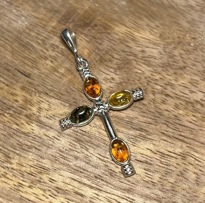 NWOT Amber 925 Sterling Silver Cross Pendant - Image 2