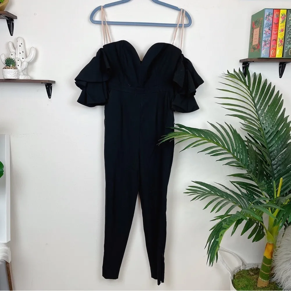 Fame and Partners Black Skinny Jumpsuit with Cold Shoulder Size 4 NWT - Image 6