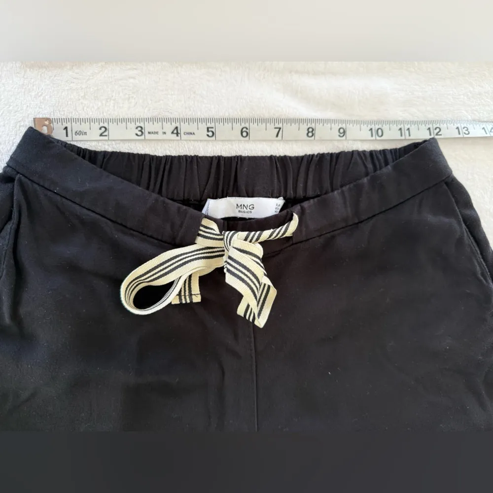 Mango Black Jogger Pants ankle length with Striped Drawstring size xs - Image 6