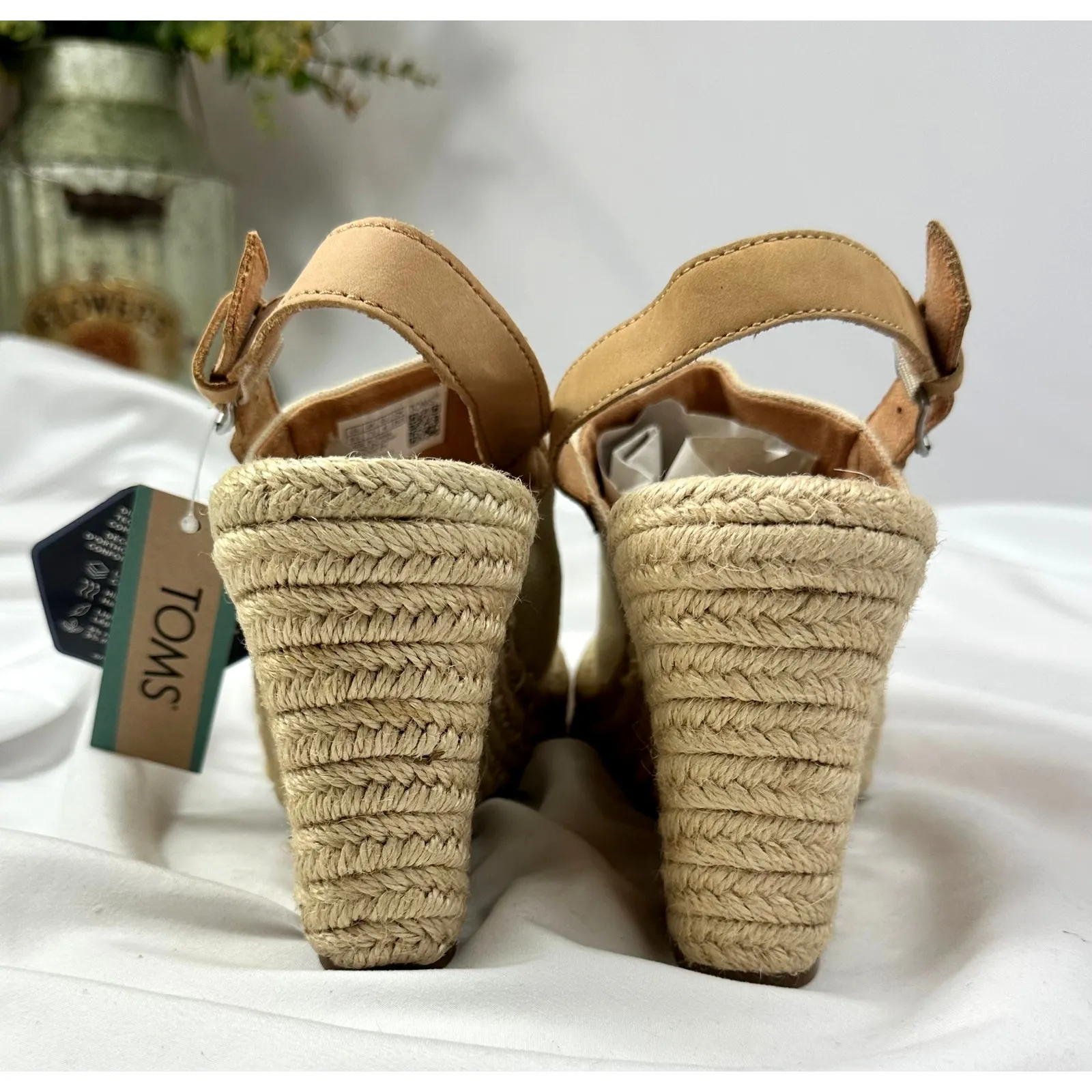 Toms Monica Slingback Platform Wedge Sandals Natural Canvas 9.5 - Image 11