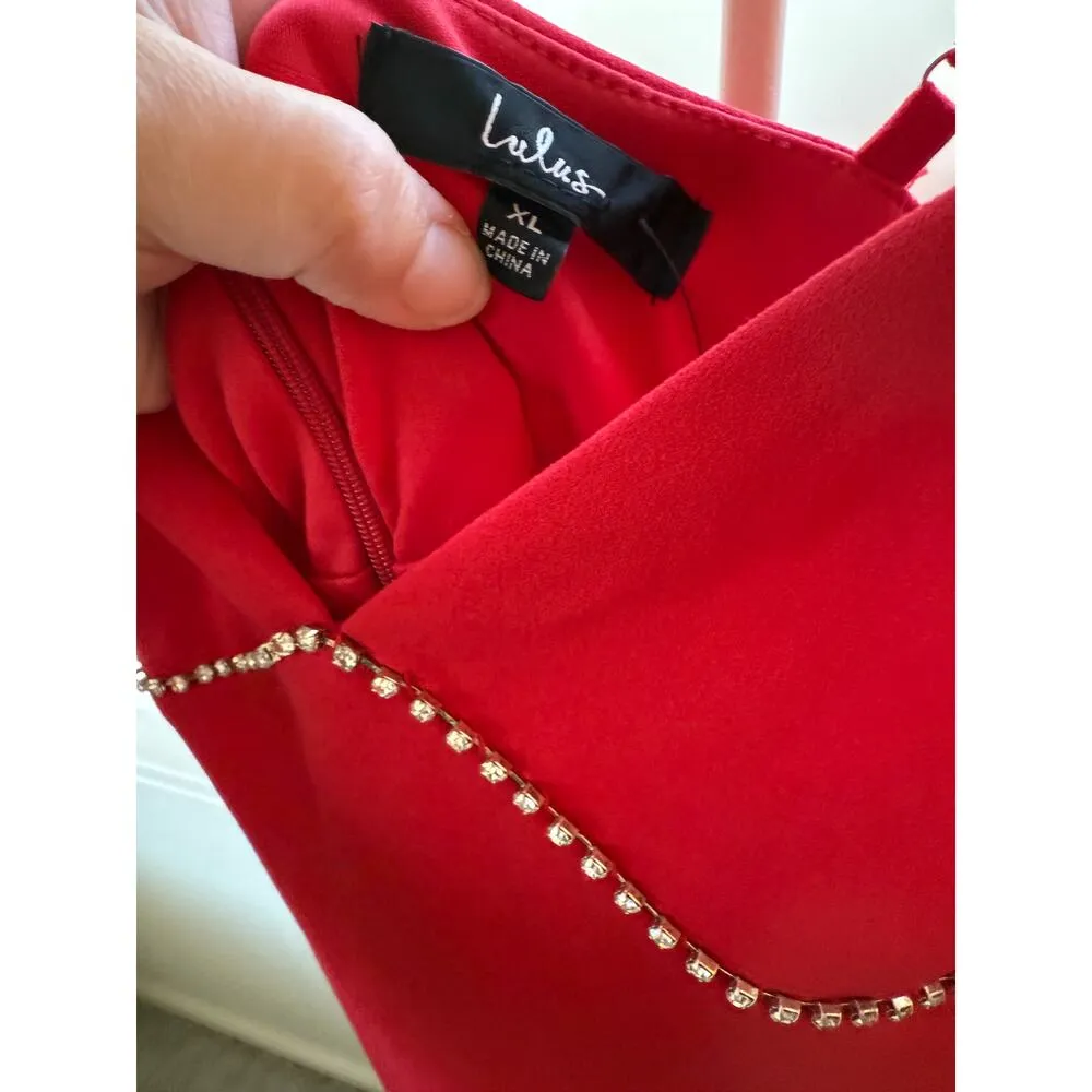 Lulus Red Mini Dress with rhinestones size XL Christmas Lunar New Year - Image 3