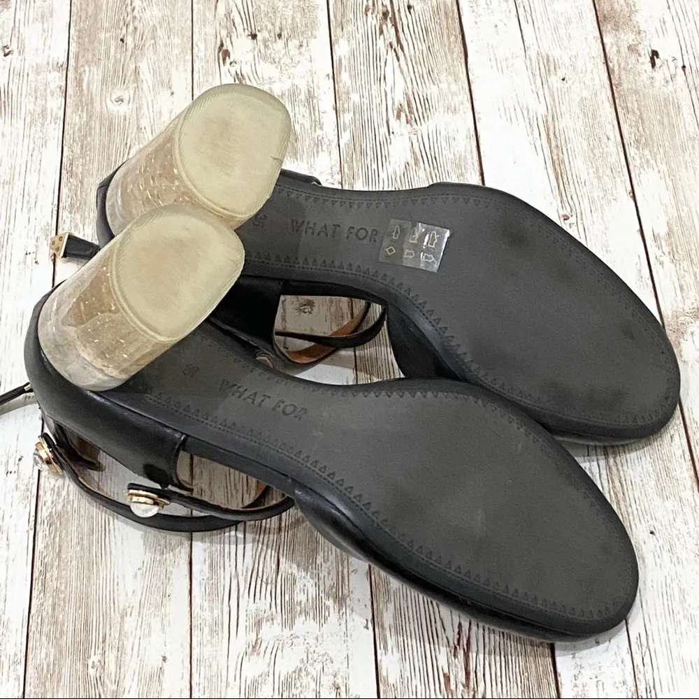 WHAT FOR Black Strappy Glass Heels Sandals 35 Size 4 - Image 12