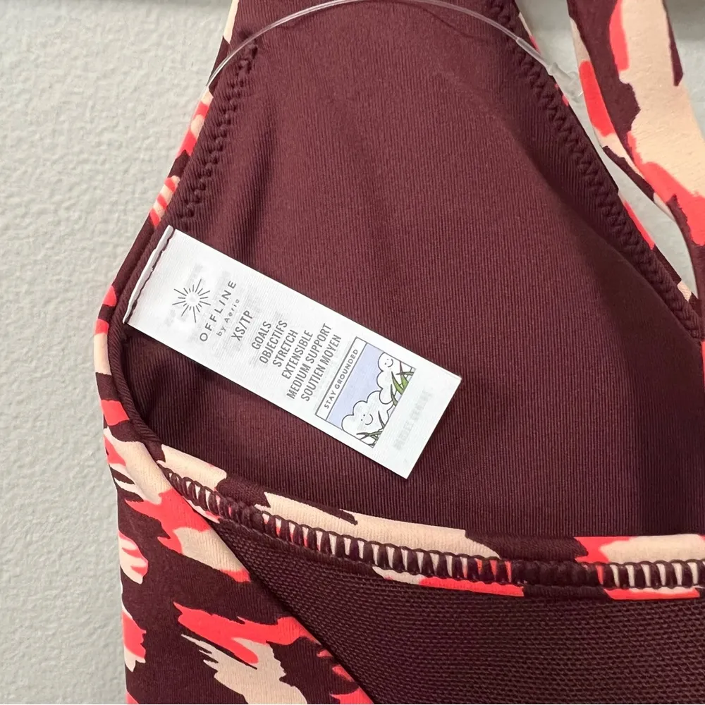 OFFLINE by Aerie Goals Plunge Sports Bra in Maplewood Size XS New - Image 9