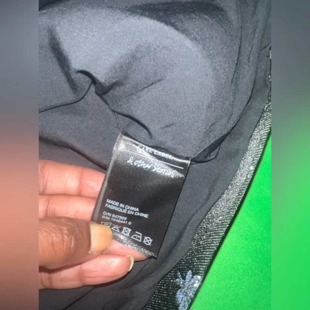 & Other Stories Black and Silver Bow Detail Metallic Jacquard Shift Mini Dress 4 - Image 9