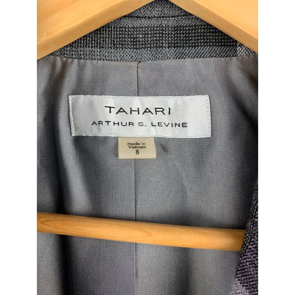 Tahari Arthur S. Levine Plaid Blazer Jacket Chic Professional Layering Piece Purple Size 8 - Image 5