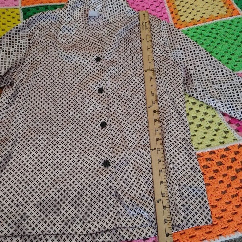 Linea Donatella Pink Black Size Small S Soft Smooth Pajama Long Sleeve Shirt - Image 4