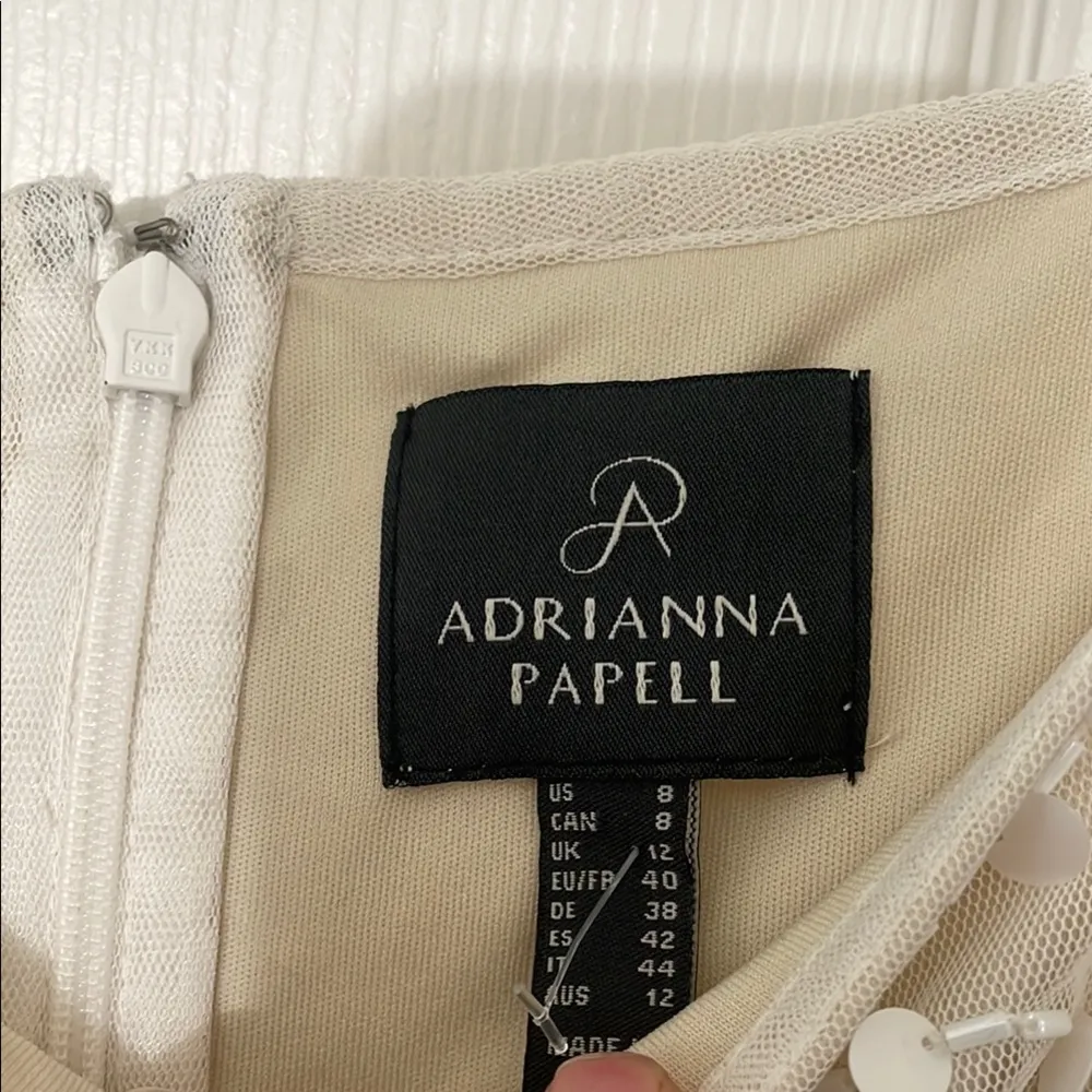 ADRIANNA PAPELL Short Ivory Beaded Cocktail Dress Short Shift Dress 6 - Image 6