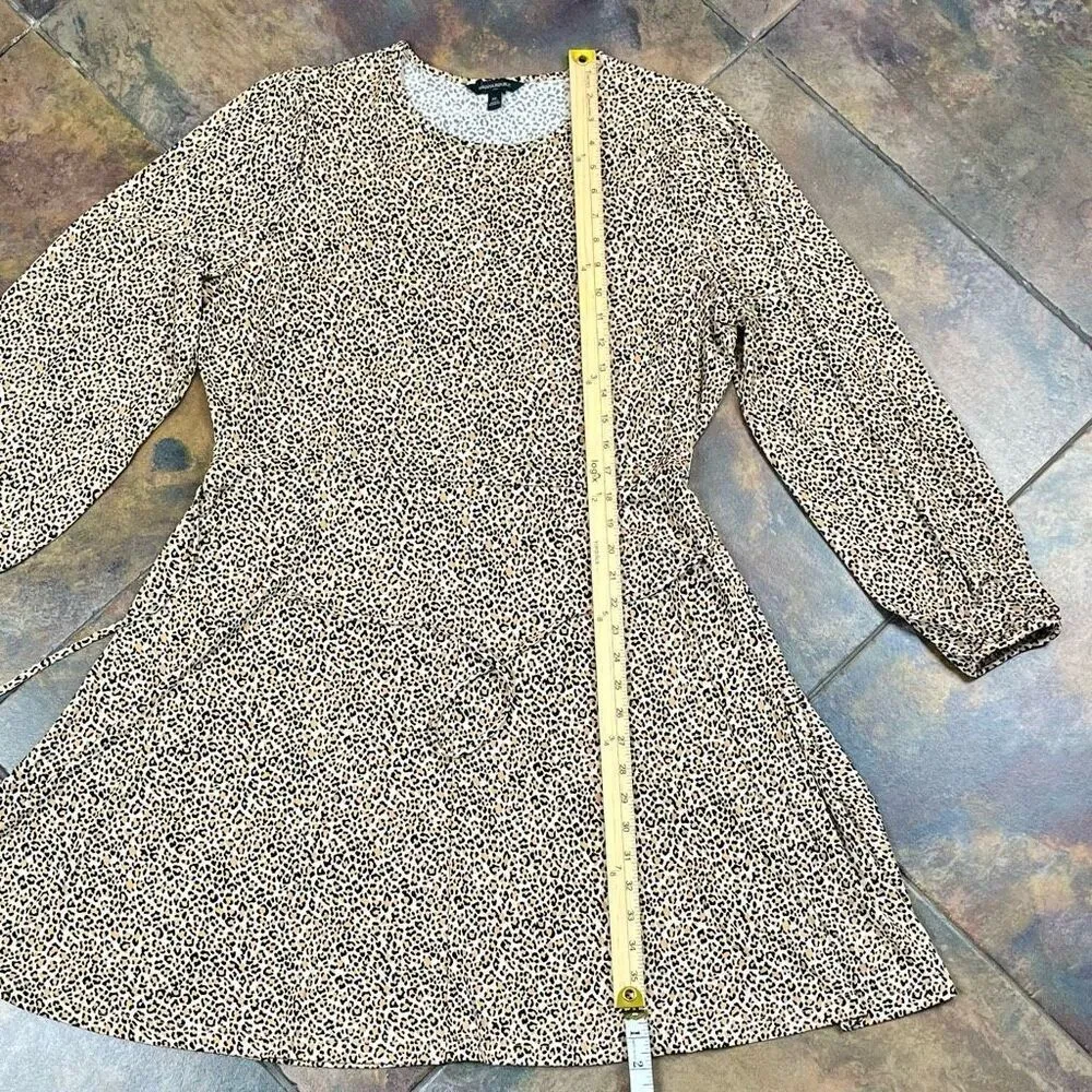 Banana Republic Animal Print Belted Fit and Flare Long Sleeve Dress XL - Image 4