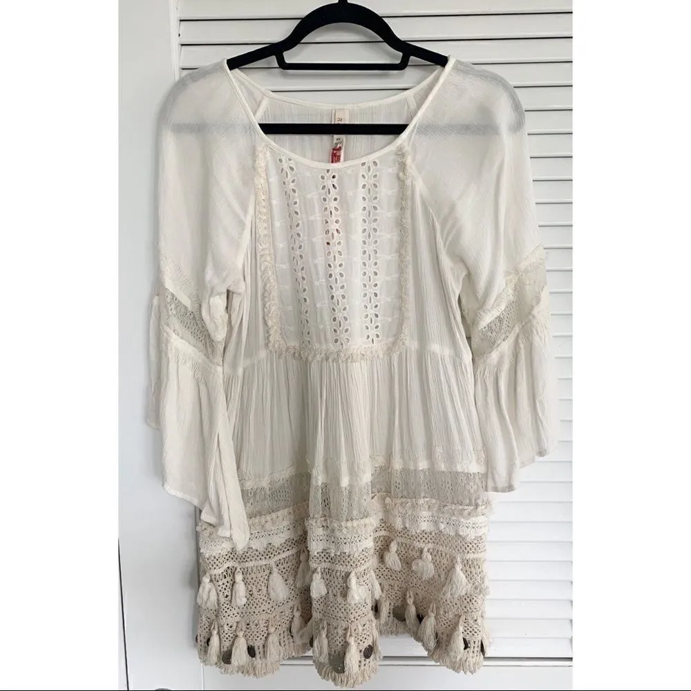 Revolve RAGA Sun Goddess Tunic Dress in Egg Shell - Image 6