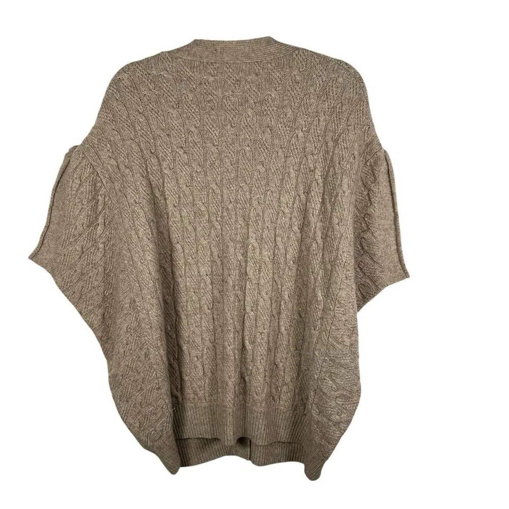 Bcbg Maxazria Oatmeal Brown Wool Blend Oversized Sweater Cardigan Vest Sz Medium - Image 2