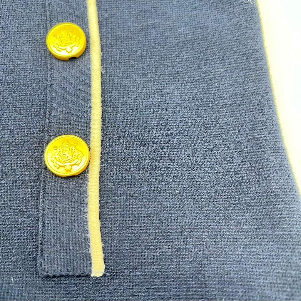 J. Crew Navy w/White Trim Wide Leg Knit Pants w/Gold metallic Buttons-Size S - Image 12