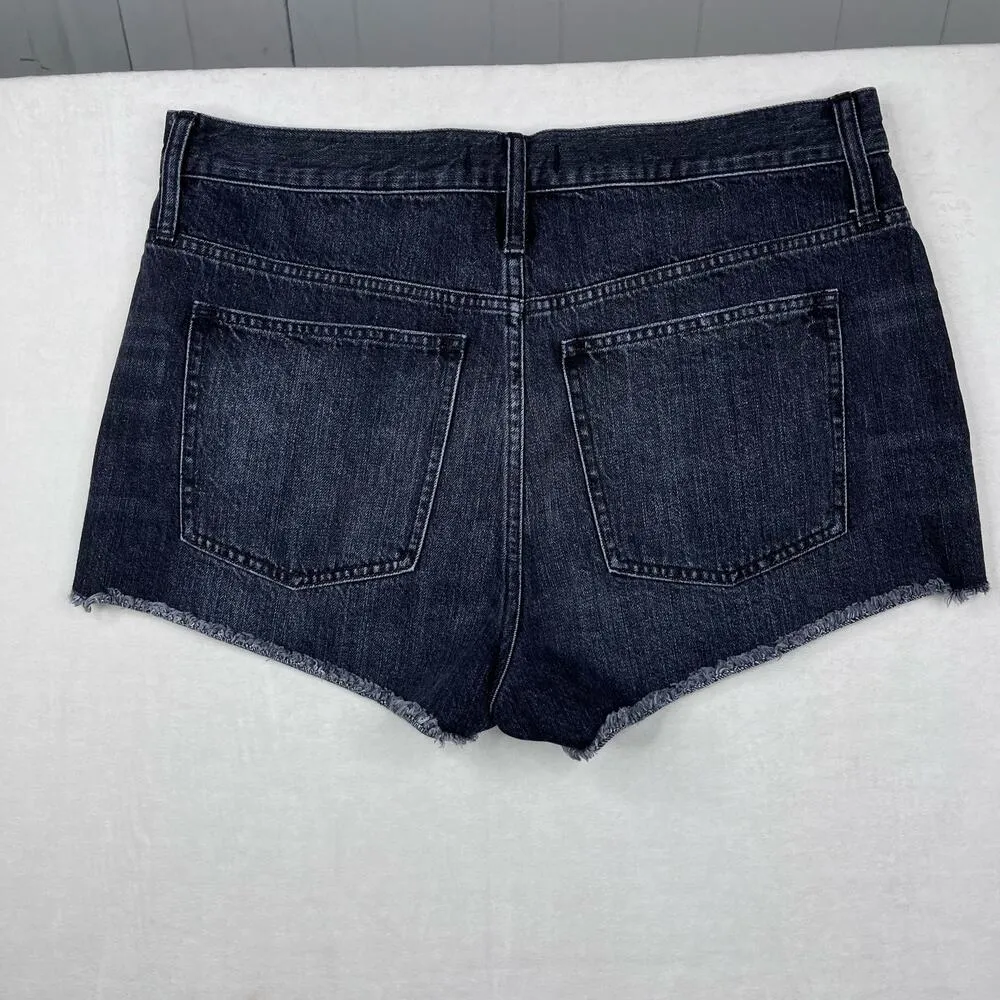Madewell Light Black Raw Hem Midrise Relaxed Denim Shorts Women's Size 31 - Image 3