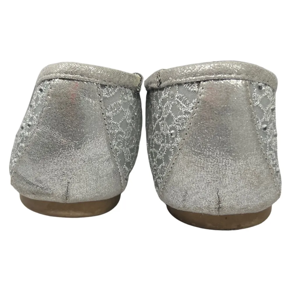 Adrianna Papell Shirley rhinestone embellished ballet flats 8 mesh silver lace - Image 4