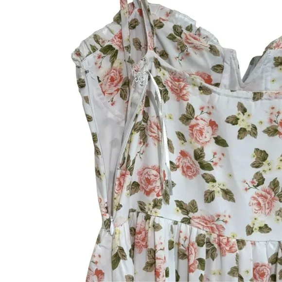 West of Melrose Floral‎ Print Maxi Dress Tiered Ruffle Milkmaid Cottage Sz M White Size M - Image 10