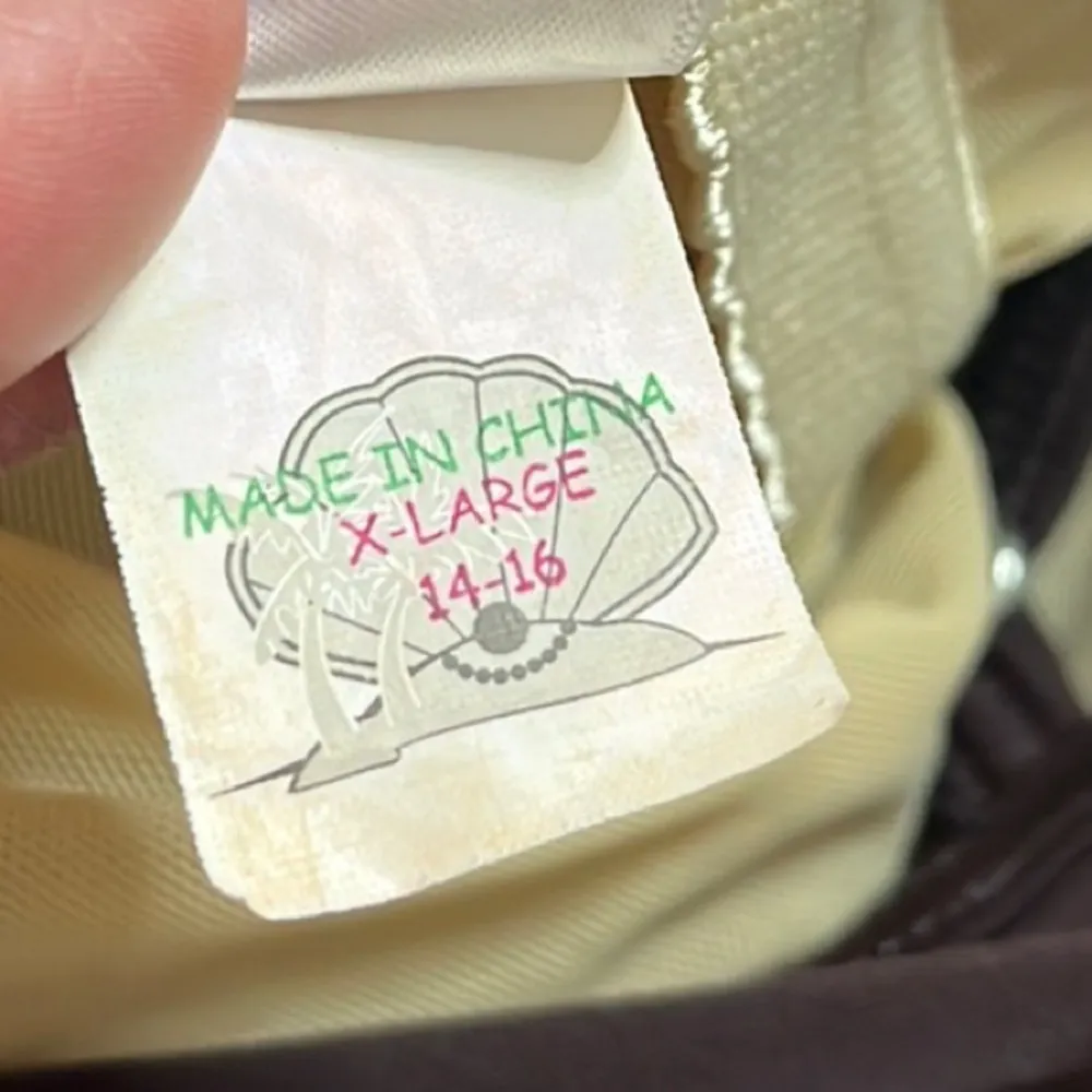 Last chance…Vintage Swimsuit Brown One Piece Skirted Tankini Look L Large XL - Image 5