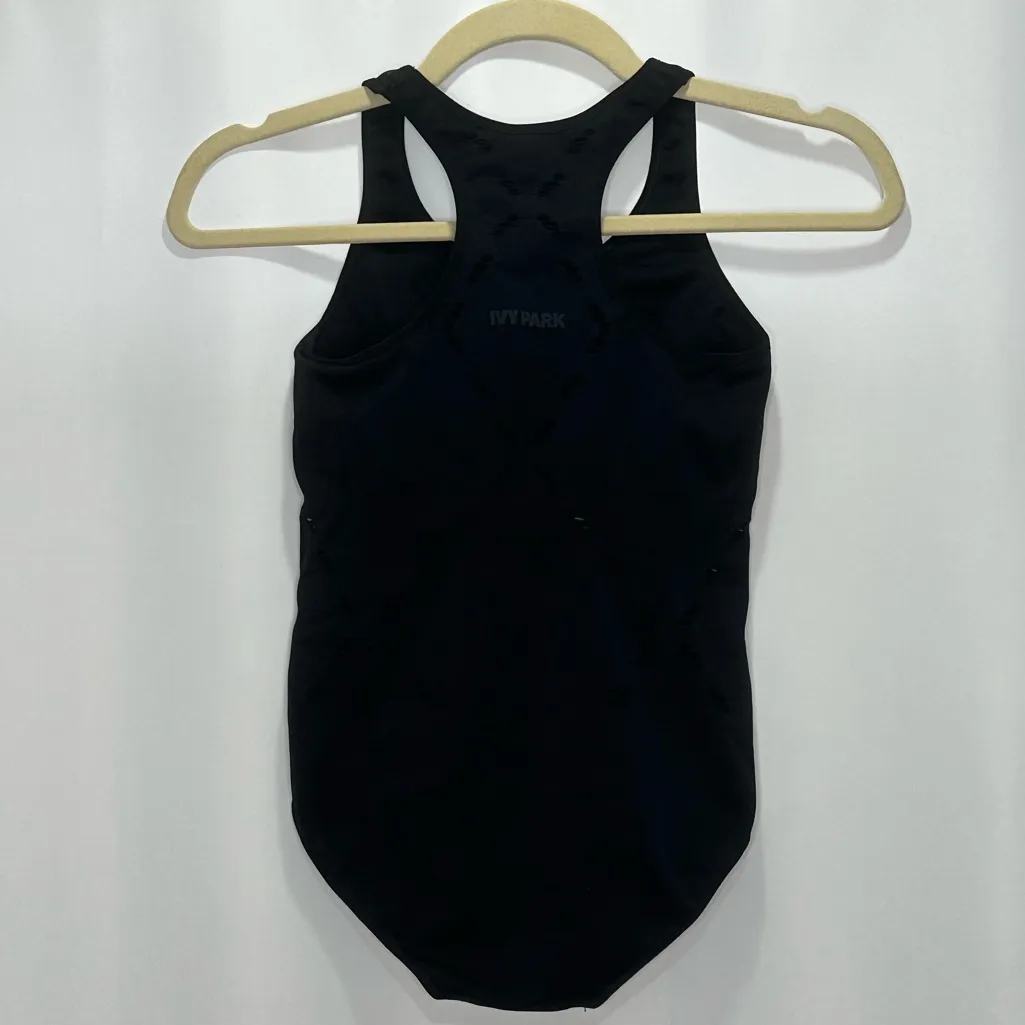 Ivy Park Black Seamless Criss Cross Perforated Bodysuit - Image 5
