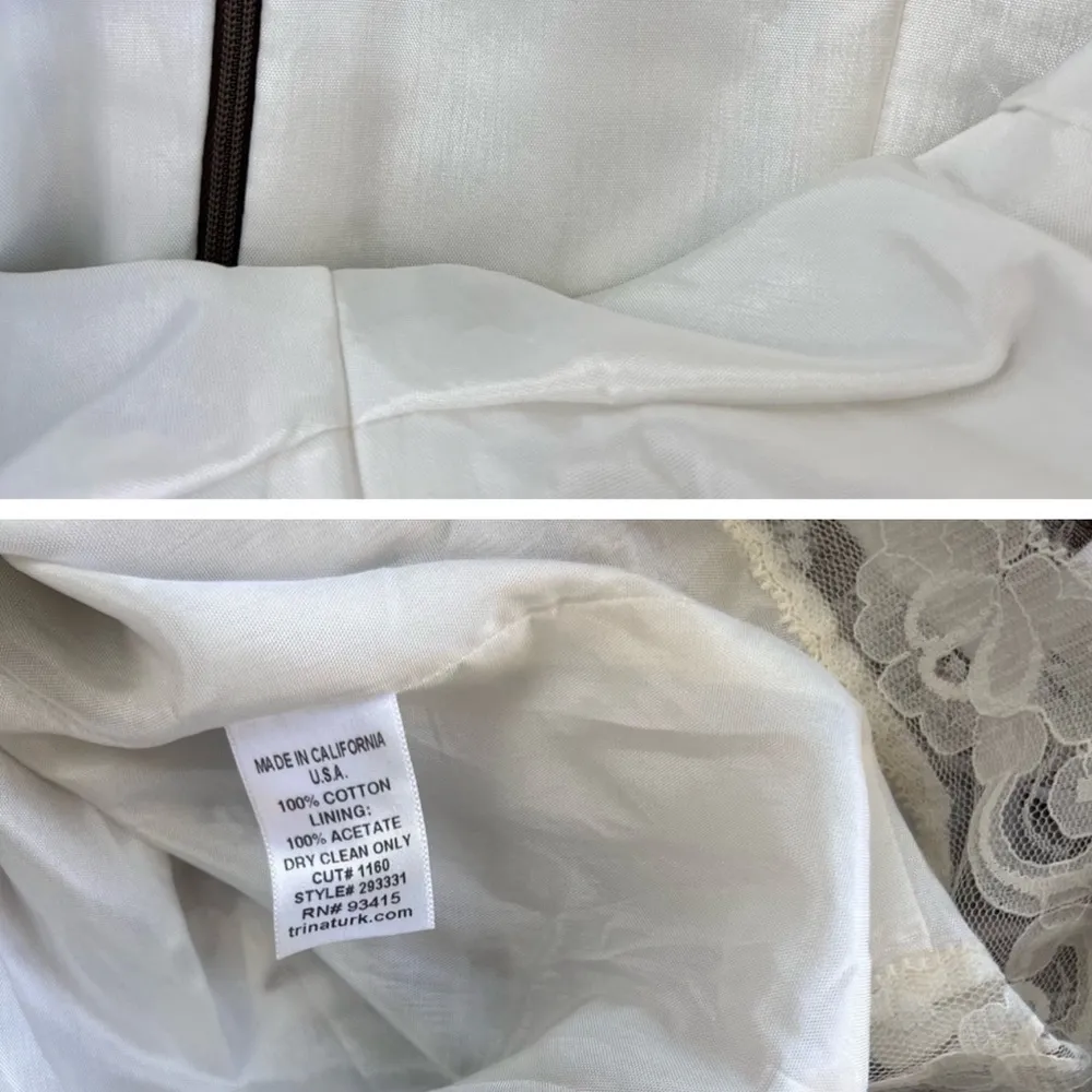 TRINA TURK brown white geometric print strapless sheath dress - Image 2